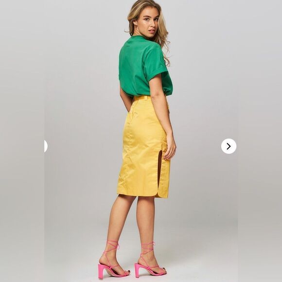 Remain Birger Christensen moi pencil  skirt cream gold yellow - Picture 3 of 12